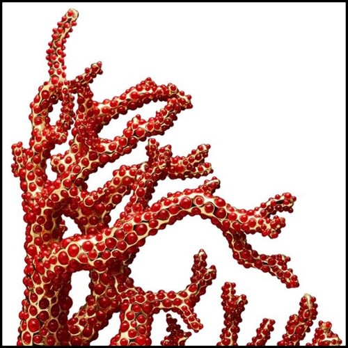 Set de 2 sculptures serre livres avec plus de 8 000 cabochons de corail rouge placés à la main 172-Red Coral Set