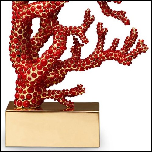 Set de 2 sculptures serre livres avec plus de 8 000 cabochons de corail rouge placés à la main 172-Red Coral Set