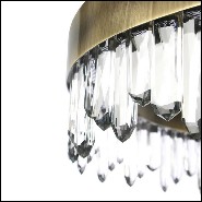 Lustre avec structure en laiton massif finition brossé antique et bâtons de cristal de quartz sculptés 155-Crystal Sticks Triple