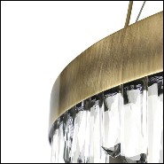 Lustre avec structure en laiton massif finition brossé antique et bâtons de cristal de quartz sculptés 155-Crystal Sticks Triple