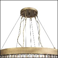 Lustre avec structure en laiton massif finition brossé antique et bâtons de cristal de quartz sculptés 155-Crystal Sticks Triple