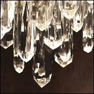 Lustre avec structure en laiton massif finition brossé antique et bâtons de cristal de quartz sculptés 155-Crystal Sticks Triple