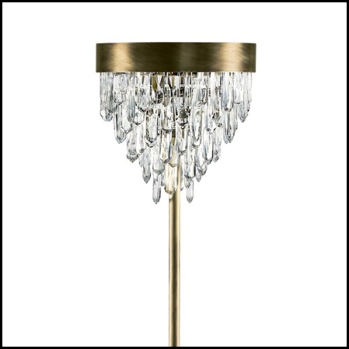 Floor lamp with structure in solid brass in antique brushed finish and carved quartz crystal sticks 155-Crystal Sticks 3