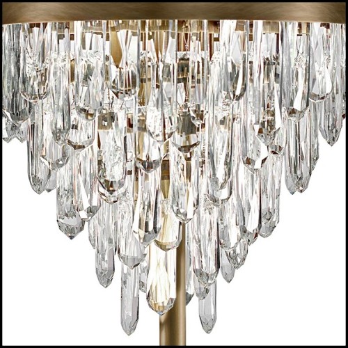 Floor lamp with structure in solid brass in antique brushed finish and carved quartz crystal sticks 155-Crystal Sticks 3