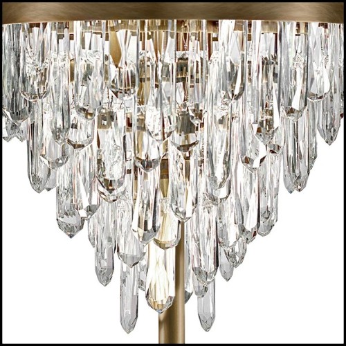 Lampadaire avec structure en laiton massif finition brossé antique et bâtons de cristal de quartz sculptés 155-Crystal Sticks 3