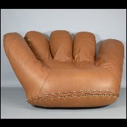 Armchair in natural genuine leather in cognac finish by De Pas D'Urbigno & Lomazzi for Poltronova PC-Baseball Glove Joe