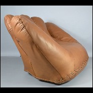 Fauteuil en cuir véritable naturel finition cognac de De Pas D'Urbigno & Lomazzi pour Poltronova PC-Baseball Glove Joe