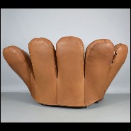 Armchair in natural genuine leather in cognac finish by De Pas D'Urbigno & Lomazzi for Poltronova PC-Baseball Glove Joe
