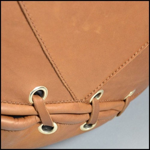 Armchair in natural genuine leather in cognac finish by De Pas D'Urbigno & Lomazzi for Poltronova PC-Baseball Glove Joe