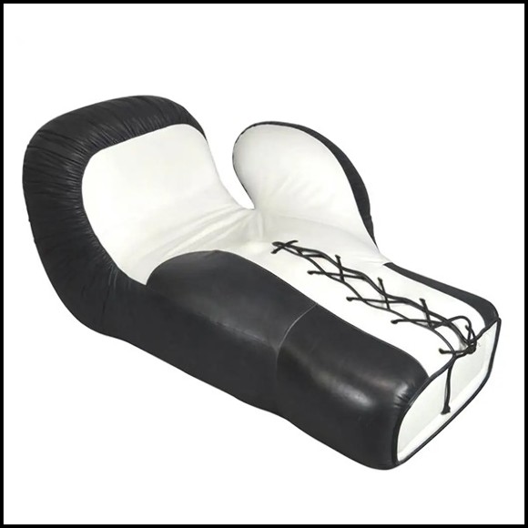 Armchair in natural genuine black and white leather PC-Boxing Glove De Sede