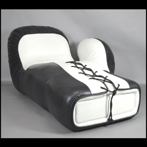 Armchair in natural genuine black and white leather PC-Boxing Glove De Sede