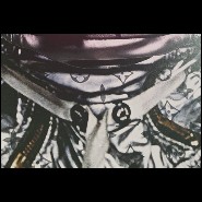 Décoration murale avec cadre en bois et photo sur toile avec éclairage néon à LED rose 173-Astronaute Vuitton