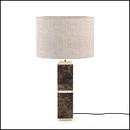 Table lamp with solid dark emperador marble base and with polished stainless steel in gold finish 174-Empire Marble