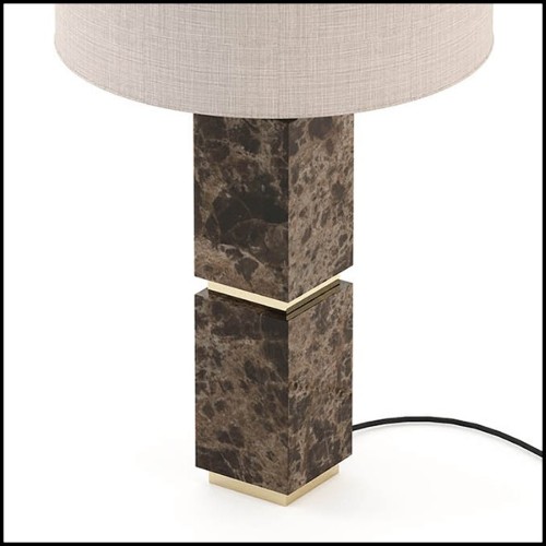 Lampe de table avec base en marbre emperador foncé et acier inoxydable poli finition Gold 174-Empire Marble