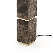 Table lamp with solid dark emperador marble base and with polished stainless steel in gold finish 174-Empire Marble