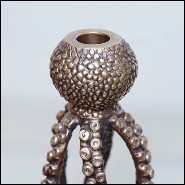 Candleholder in solid brass in vintage brass finish 24-Pieuvre