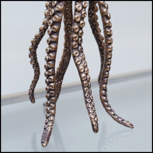 Candleholder in solid brass in vintage brass finish 24-Pieuvre