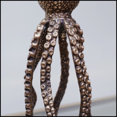 Candleholder in solid brass in vintage brass finish 24-Pieuvre