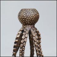 Candleholder in solid brass in vintage brass finish 24-Pieuvre