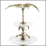 Serving piece with 2 plates and base in enameled porcelain 162-Palms Center