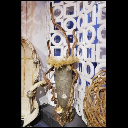Floor Lamp with Citrine Geode Stone and nickeled silver structure PC-Guru