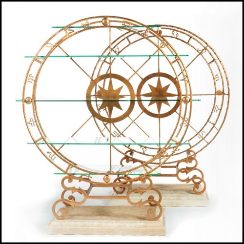 Set de deux Étagères avec signes du zodiaque sculptés PC-Zodiac Signs
