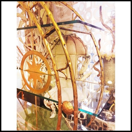 Set of 2 shelves with zodiac signs carved around the structure frame PC-Zodiac Signs