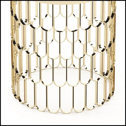 Table d'appoint avec structure en acier inoxydable poli finition Gold 174-Scales