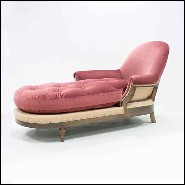 Canapé méridienne avec structure en bois noirci massif et recouvert de velours jaune 176-Meridienne Yellow