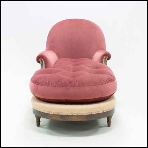 Canapé méridienne avec structure en bois noirci massif et recouvert de velours jaune 176-Meridienne Yellow