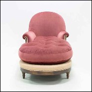 Canapé méridienne avec structure en bois noirci massif et recouvert de velours jaune 176-Meridienne Yellow