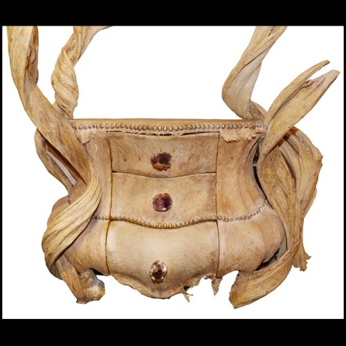 Commode avec structure en bois de hêtre massif avec lianes solides et pierre d'améthyste du Brésil PC-Amethyst Lianes