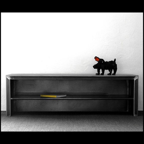 Buffet TV avec structure tout en acier forgé brut finition sombre 147-Strong Raw Steel