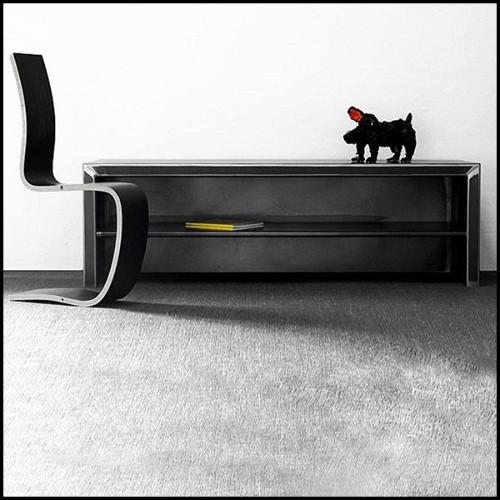 Buffet TV avec structure tout en acier forgé brut finition sombre 147-Strong Raw Steel