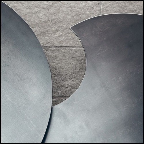Set of 2 coffee table all in wrought raw steel in dark finish 147-Raw Steel Round