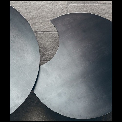 Set of 2 coffee table all in wrought raw steel in dark finish 147-Raw Steel Round