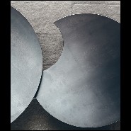 Set of 2 coffee table all in wrought raw steel in dark finish 147-Raw Steel Round