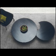 Set of 2 coffee table all in wrought raw steel in dark finish 147-Raw Steel Round