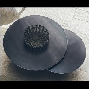 Set of 2 coffee table all in wrought raw steel in dark finish 147-Raw Steel Round