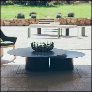 Set of 2 coffee table all in wrought raw steel in dark finish 147-Raw Steel Round