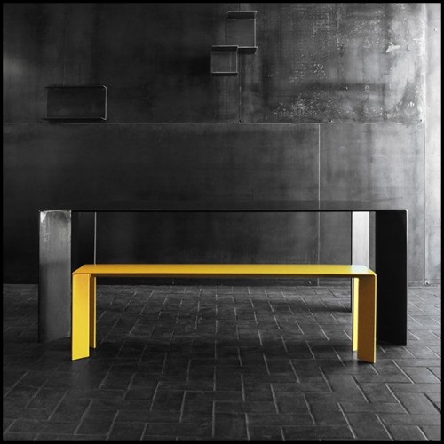 Bench all in wrought Steel with high quality lacquered paint 147-Laqué Yellow