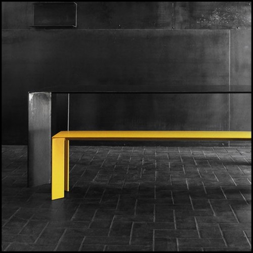 Bench all in wrought Steel with high quality lacquered paint 147-Laqué Yellow