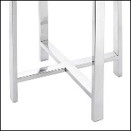 Side table with natural petrified wood top and with base in metal in chrome finish 162-Petrified top