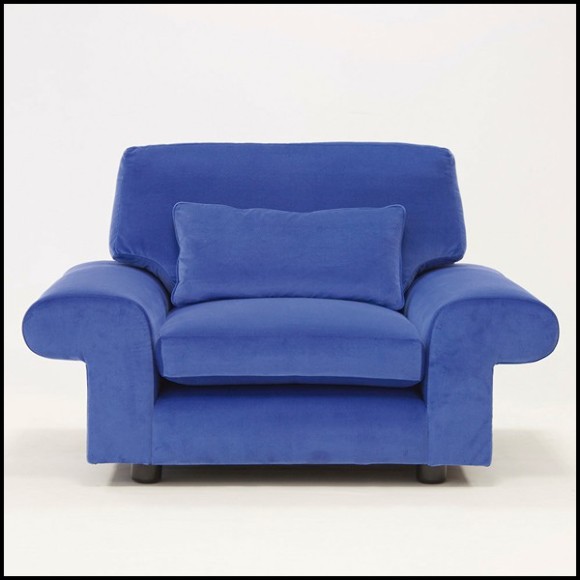 Fauteuil avec structure en bois massif recouvert de tissu velours bleu de haute qualité 176-Bahamas Velvet