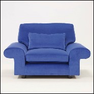 Armchair with structure in solid wood covered with blue velvet fabric 176-Bahamas Velvet