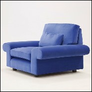 Armchair with structure in solid wood covered with blue velvet fabric 176-Bahamas Velvet