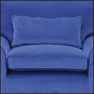 Fauteuil avec structure en bois massif recouvert de tissu velours bleu de haute qualité 176-Bahamas Velvet