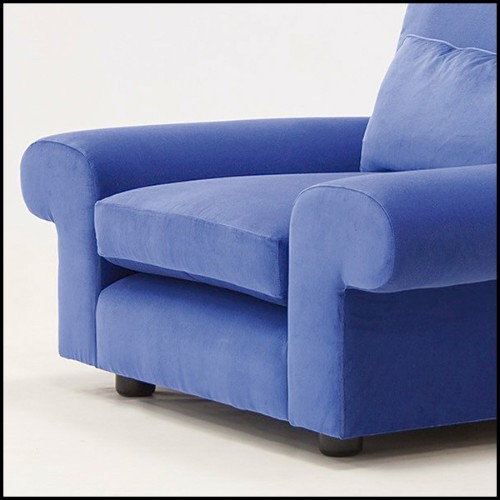 Armchair with structure in solid wood covered with blue velvet fabric 176-Bahamas Velvet