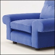 Fauteuil avec structure en bois massif recouvert de tissu velours bleu de haute qualité 176-Bahamas Velvet