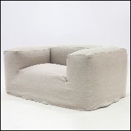Fauteuil avec structure en bois massif recouvert avec tissu amovible de haute qualité couleur crème 176-Phantom